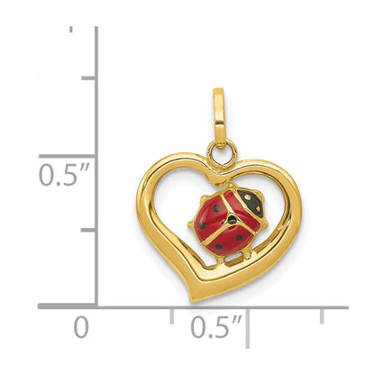 14K Gelbgold 14K Emailliert Marienkäfer in Herz Charm