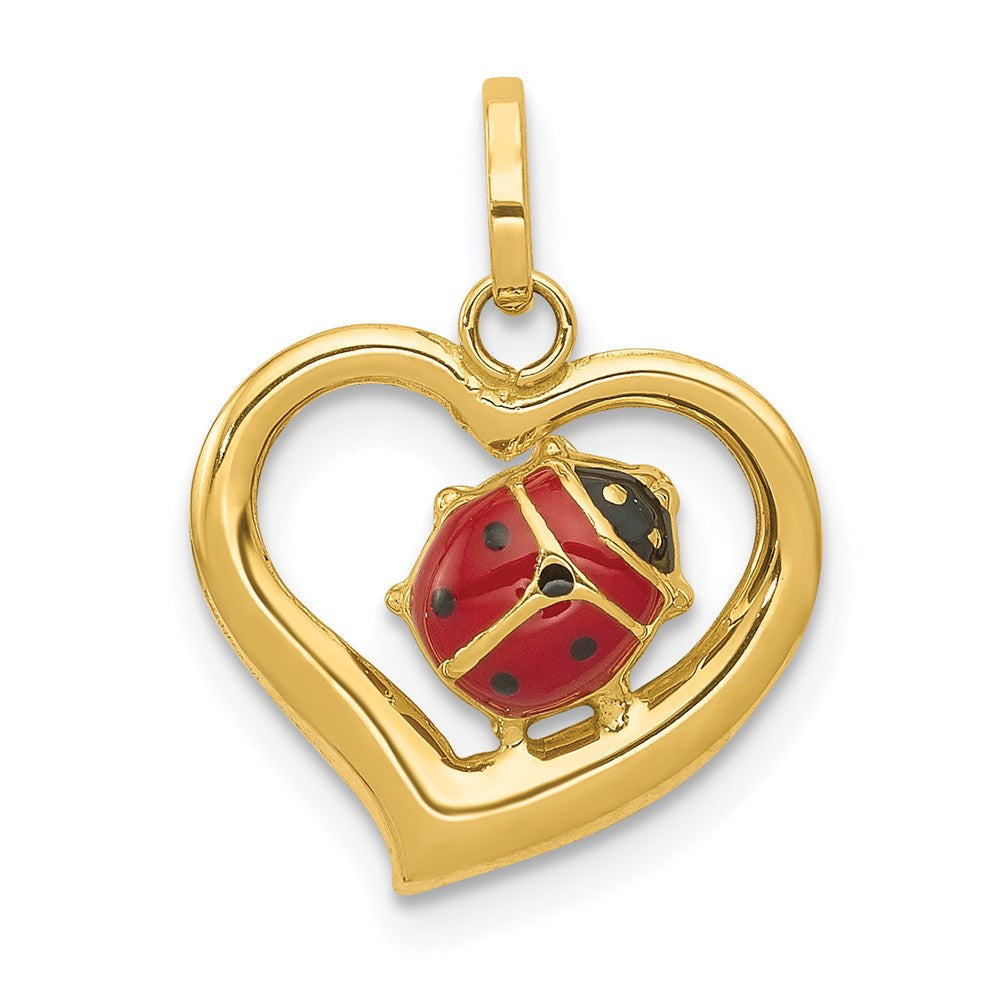 14K Gelbgold 14K Emailliert Marienkäfer in Herz Charm