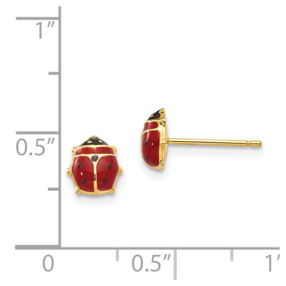 14K Gelbgold Emailliert Marienkäfer Ohrstecker