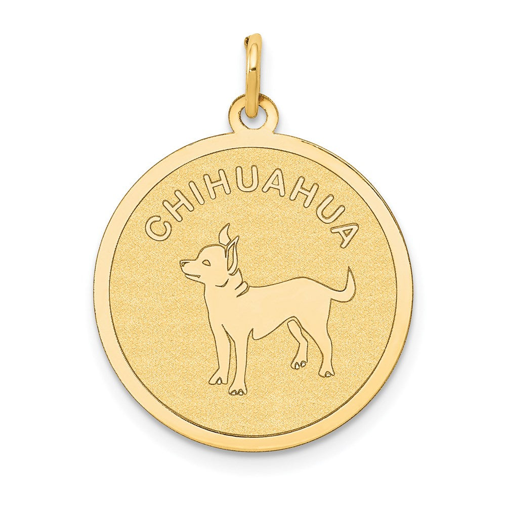 14K Gelbgold Chihuahua-Scheiben-Charm
