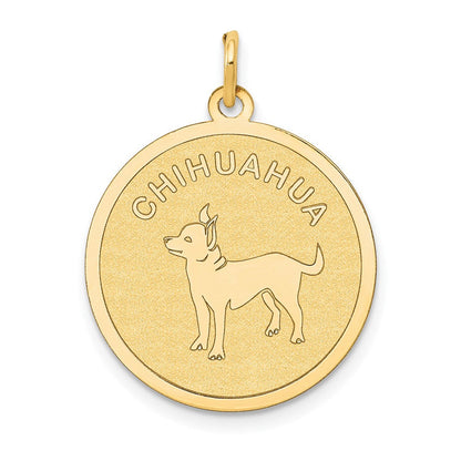 14K Gelbgold Chihuahua-Scheiben-Charm