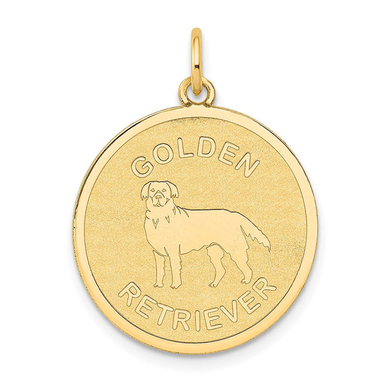14K Gelbgold Golden-Retriever-Scheiben-Charm
