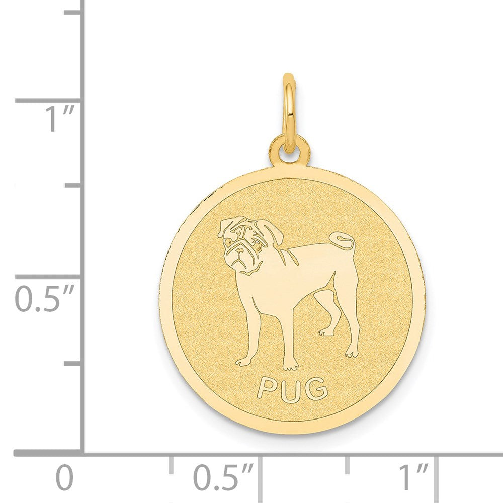 14K Gelbgold Mops-Scheiben-Charm