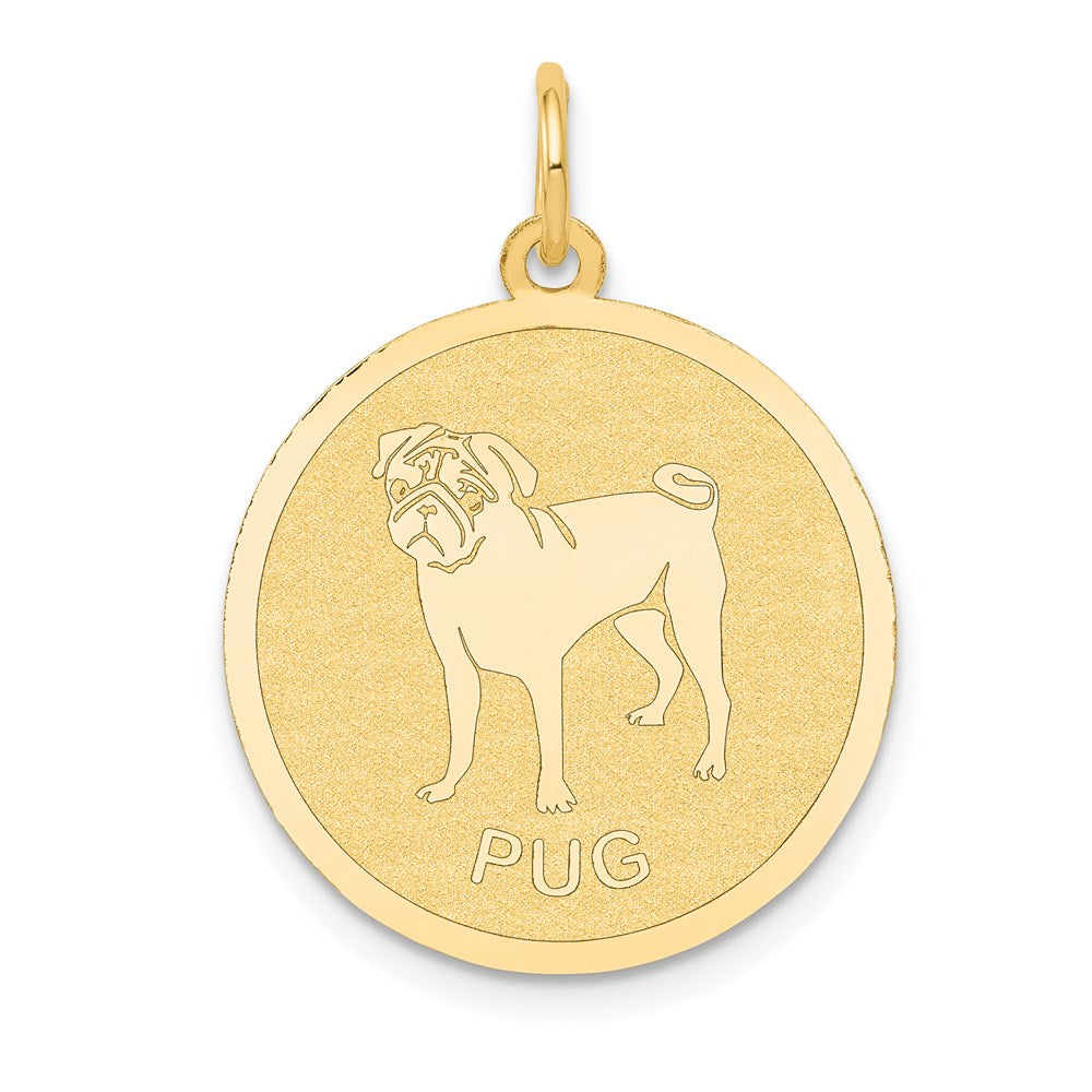 14K Gelbgold Mops-Scheiben-Charm