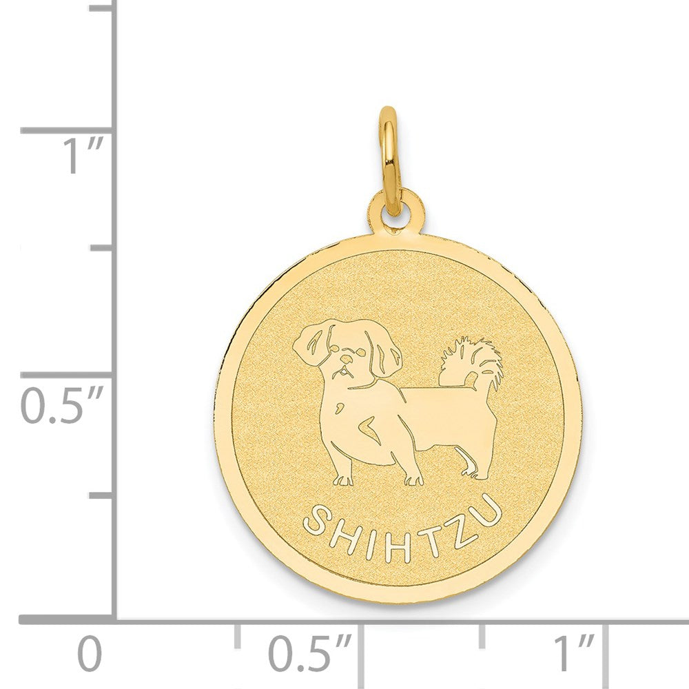 14K Gelbgold Shih Tzu Scheiben-Charm