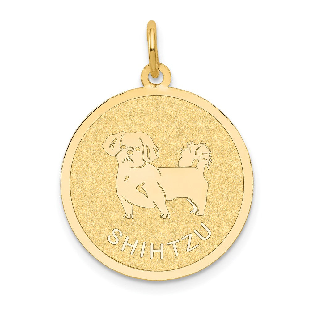 14K Gelbgold Shih Tzu Scheiben-Charm