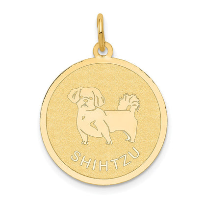 14K Gelbgold Shih Tzu Scheiben-Charm