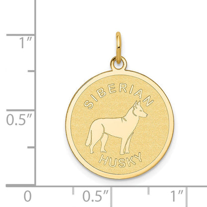 14K Gelbgold Sibirischer Husky Scheiben-Charm