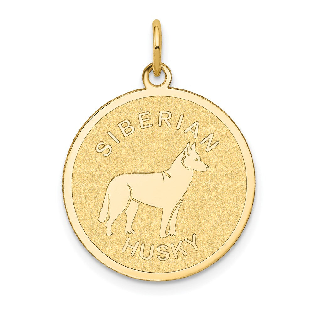 14K Gelbgold Sibirischer Husky Scheiben-Charm