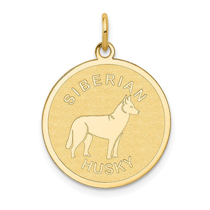 14K Gelbgold Sibirischer Husky Scheiben-Charm