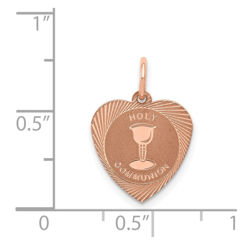 14K Roségold 14K Roségold Heilig Kommunion Herz Charm