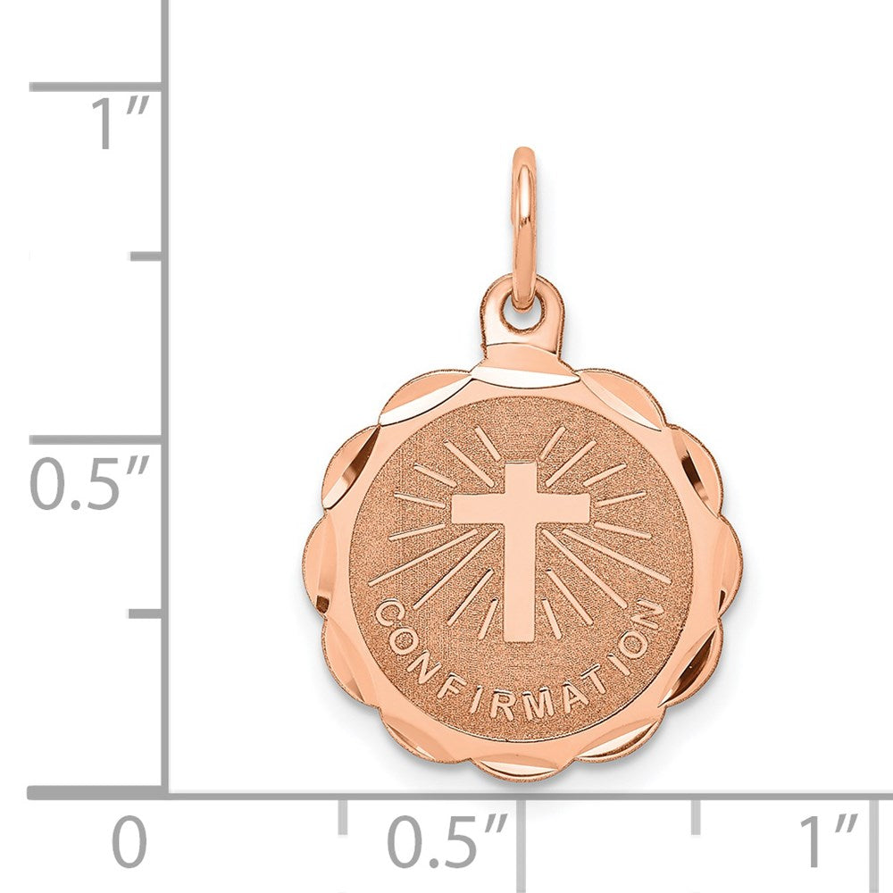 14 Karat Roségold Konfirmations-Scheiben-Charm