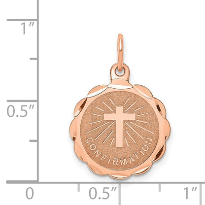 14 Karat Roségold Konfirmations-Scheiben-Charm