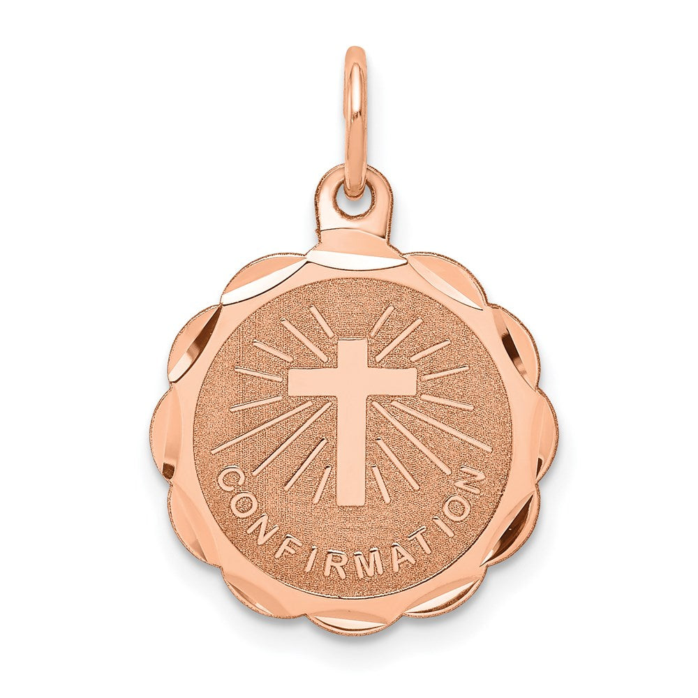 14 Karat Roségold Konfirmations-Scheiben-Charm