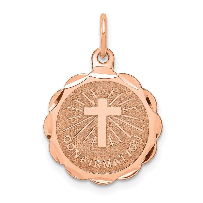 14 Karat Roségold Konfirmations-Scheiben-Charm