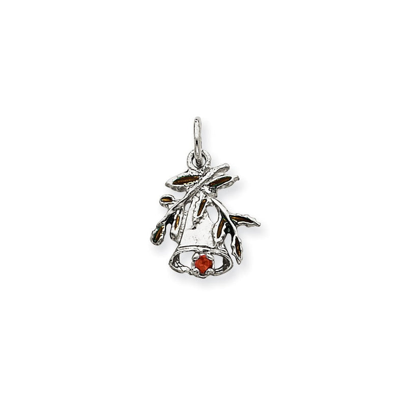 14K Weißgold Weihnachtsglocke & Stechpalme Charm