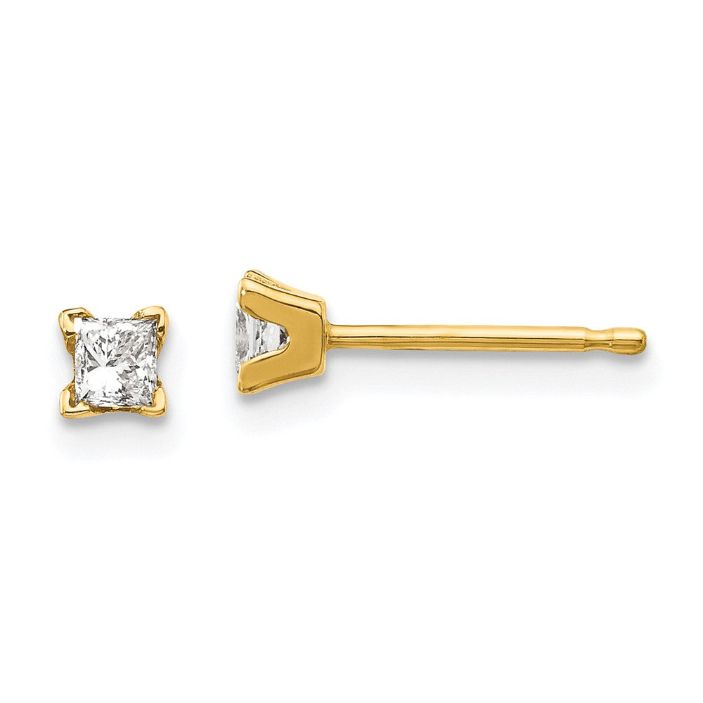 14K Ohrstecker mit Diamanten im Princess-Schliff, AAA-Qualität