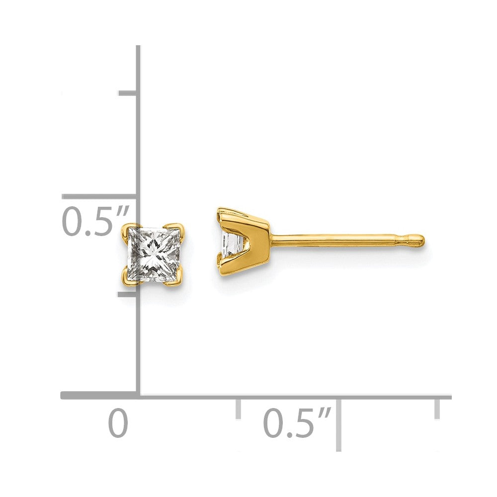 14K Diamant-Ohrstecker im Princess-Schliff in AA-Qualität