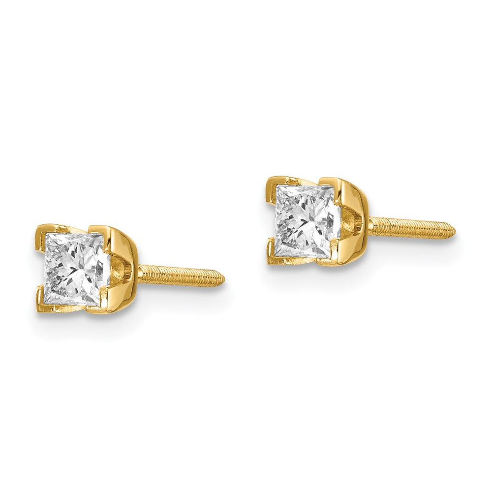 14K Ohrstecker mit Diamant im Princess-Schliff in AAA-Qualität