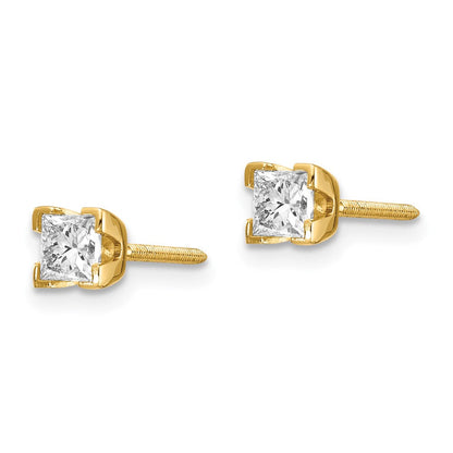 14K Ohrstecker mit Diamant im Princess-Schliff in AAA-Qualität