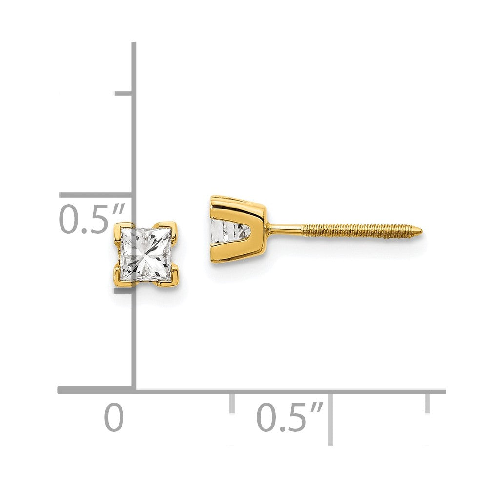 14K Ohrstecker mit Diamant im Princess-Schliff in AAA-Qualität