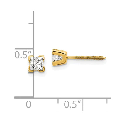 14K Ohrstecker mit Diamant im Princess-Schliff in AAA-Qualität