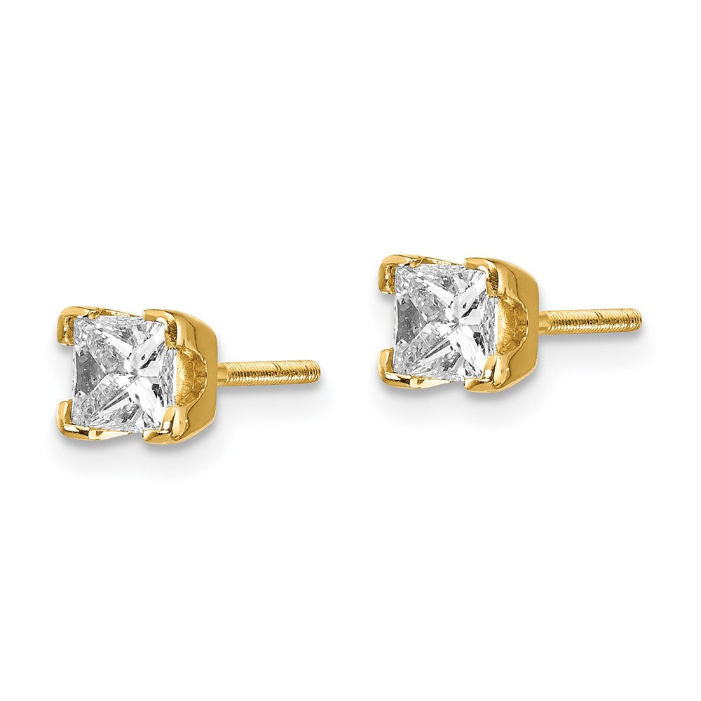 14K Ohrstecker mit Diamanten im Princess-Schliff, AA Qualität