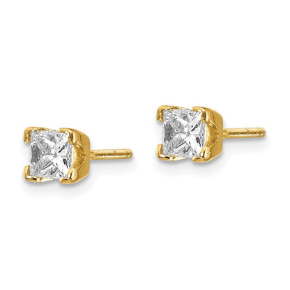 14K Ohrstecker mit Diamanten im Princess-Schliff, VS Qualität