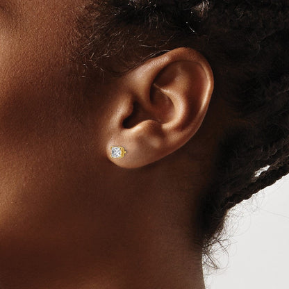 14K Ohrstecker mit Diamanten im Princess-Schliff, AA Qualität
