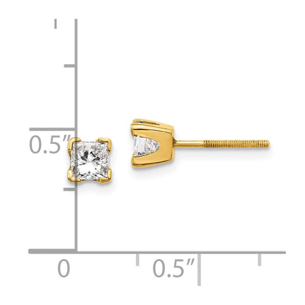 14K Ohrstecker mit Diamanten im Princess-Schliff, AAA-Qualität