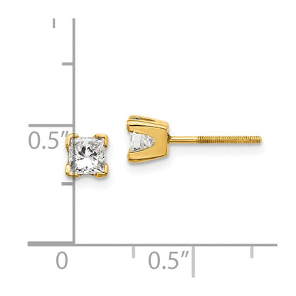14K Ohrstecker mit Diamanten im Princess-Schliff, AAA-Qualität