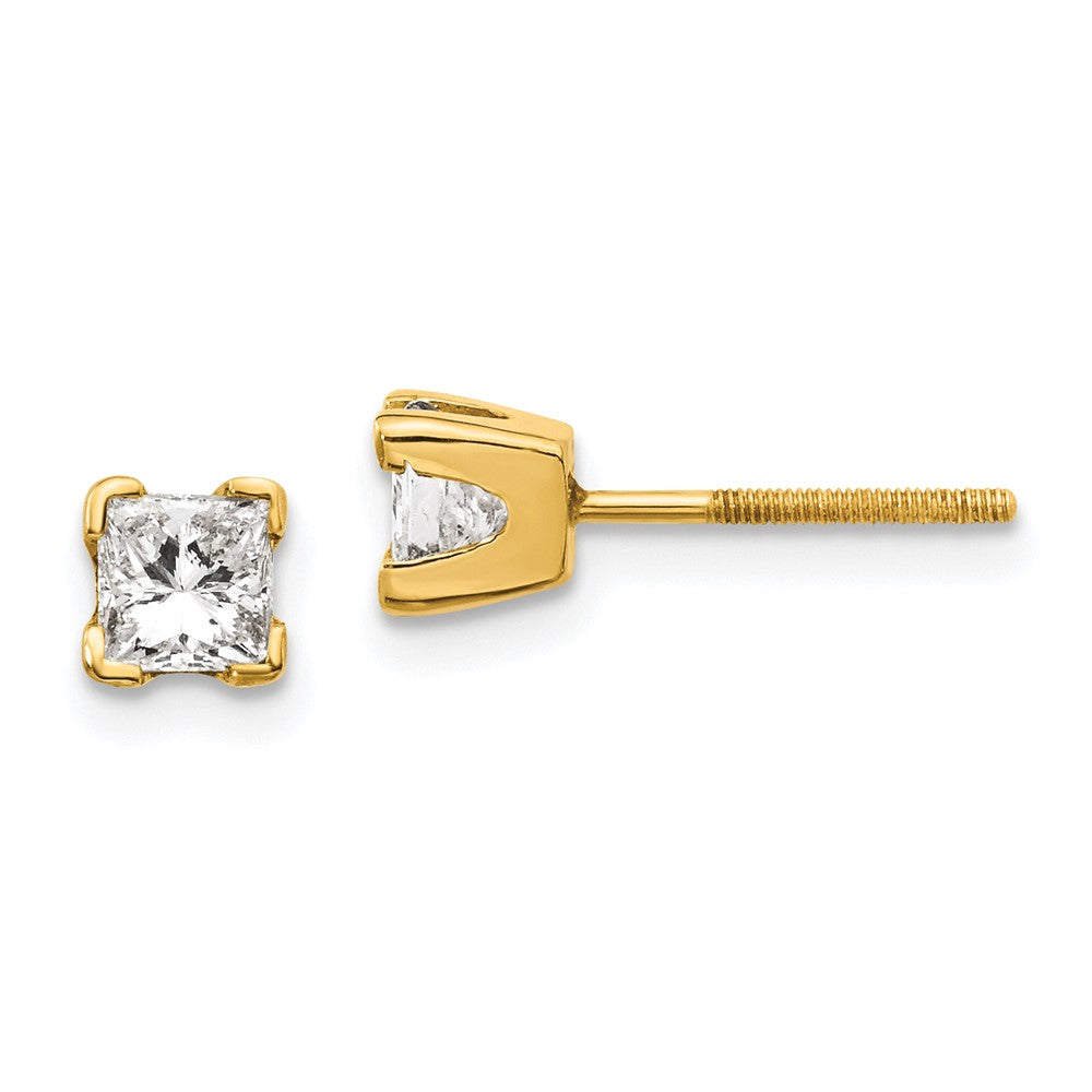 14K Ohrstecker mit Diamanten im Princess-Schliff, VS Qualität