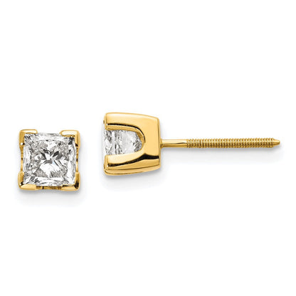 Ohrstecker 14K mit Diamanten im Princess-Schliff in AAA-Qualität