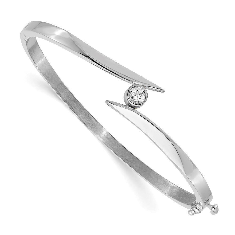 14K Weißgold Komplett 1/4 Karat Aaa Diamant Klappbar Oval Armreif Armband