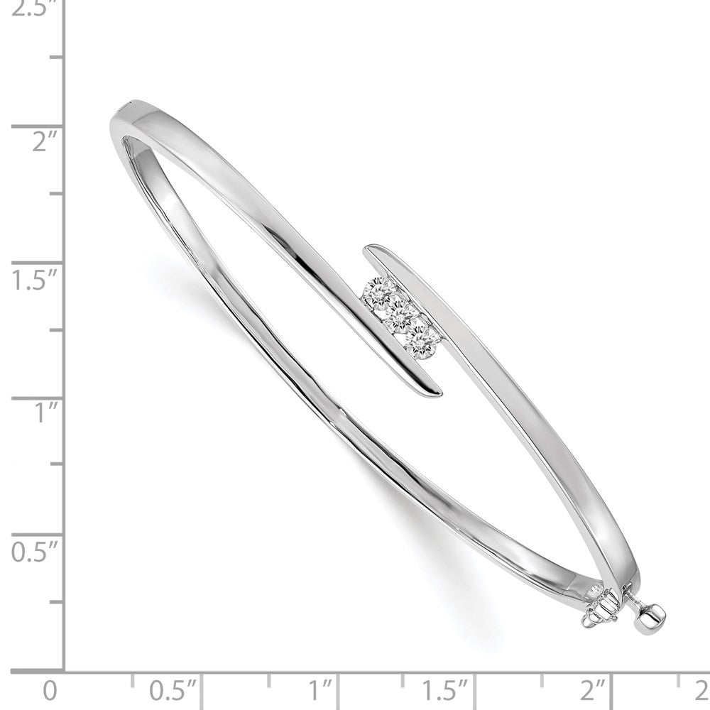 14K Weißgold Komplett 3 Stein 1/3 Karat Vs Diamant Klappbar Oval Armreif Armband