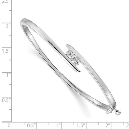 14K Weißgold Komplett 3 Stein 1/3 Karat Aaa Diamant Klappbar Oval Armreif Armband