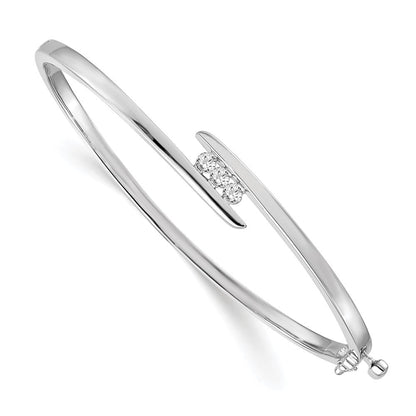 14K Weißgold Komplett 3 Stein 1/3 Karat Aaa Diamant Klappbar Oval Armreif Armband