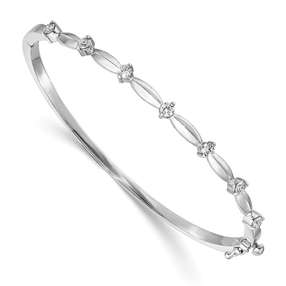 14K Weißgold Komplett 1/2 Karat A Diamant Klappbar Oval Armreif Armband
