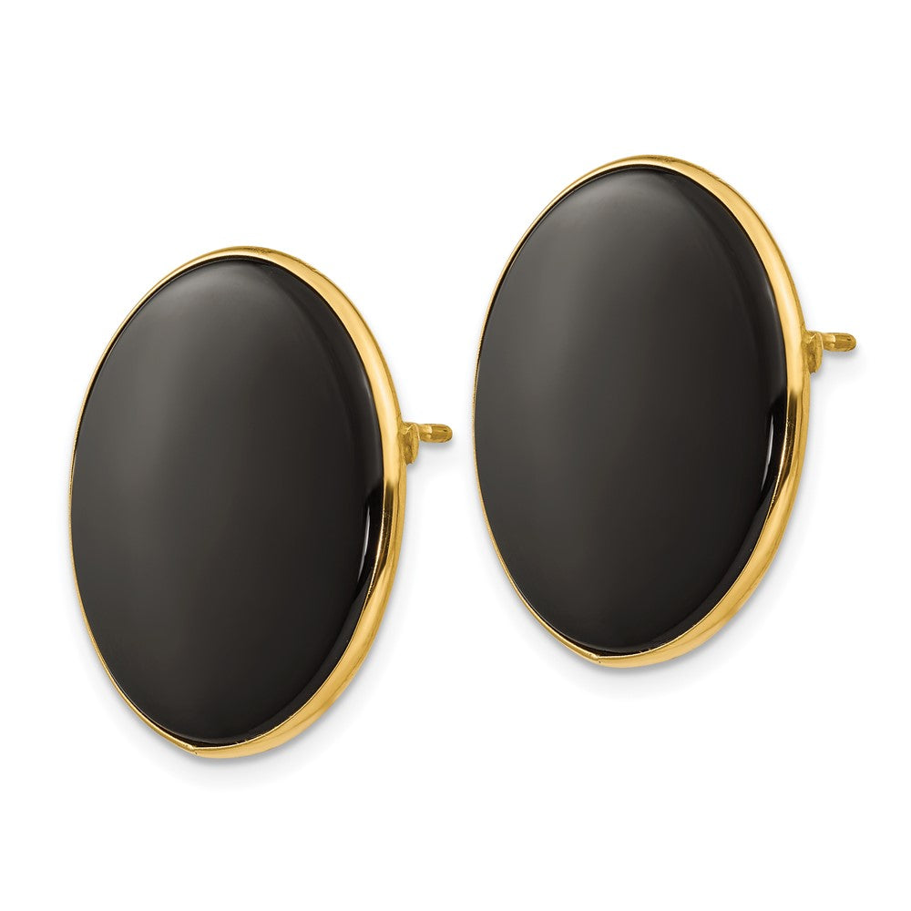 14K Gelbgold Schwarz Onyx Ohrringe