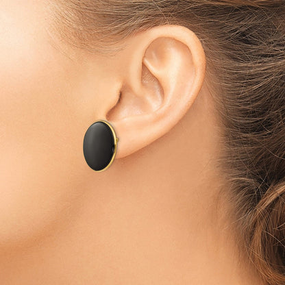 14K Gelbgold Schwarz Onyx Ohrringe