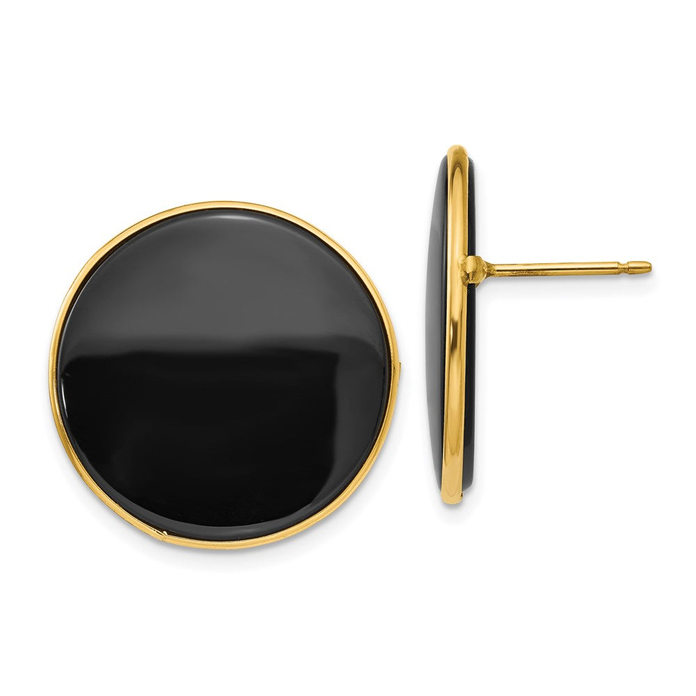 14K Gelbgold Schwarz Onyx Ohrringe