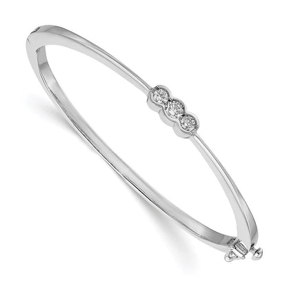 14K Weißgold Komplett 3 Stein 1/2 Karat Aaa Diamant Klappbar Oval Armreif Armband