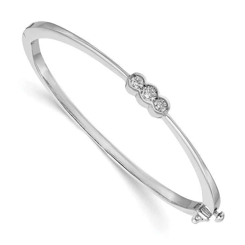14K Weißgold Komplett 3 Stein 1/2 Karat Aa Diamant Klappbar Oval Armreif Armband
