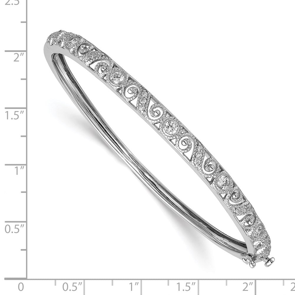 14K Weißgold Wirbel Design Komplett 3/4 Karat A Diamant Klappbar Oval Armreif Armband