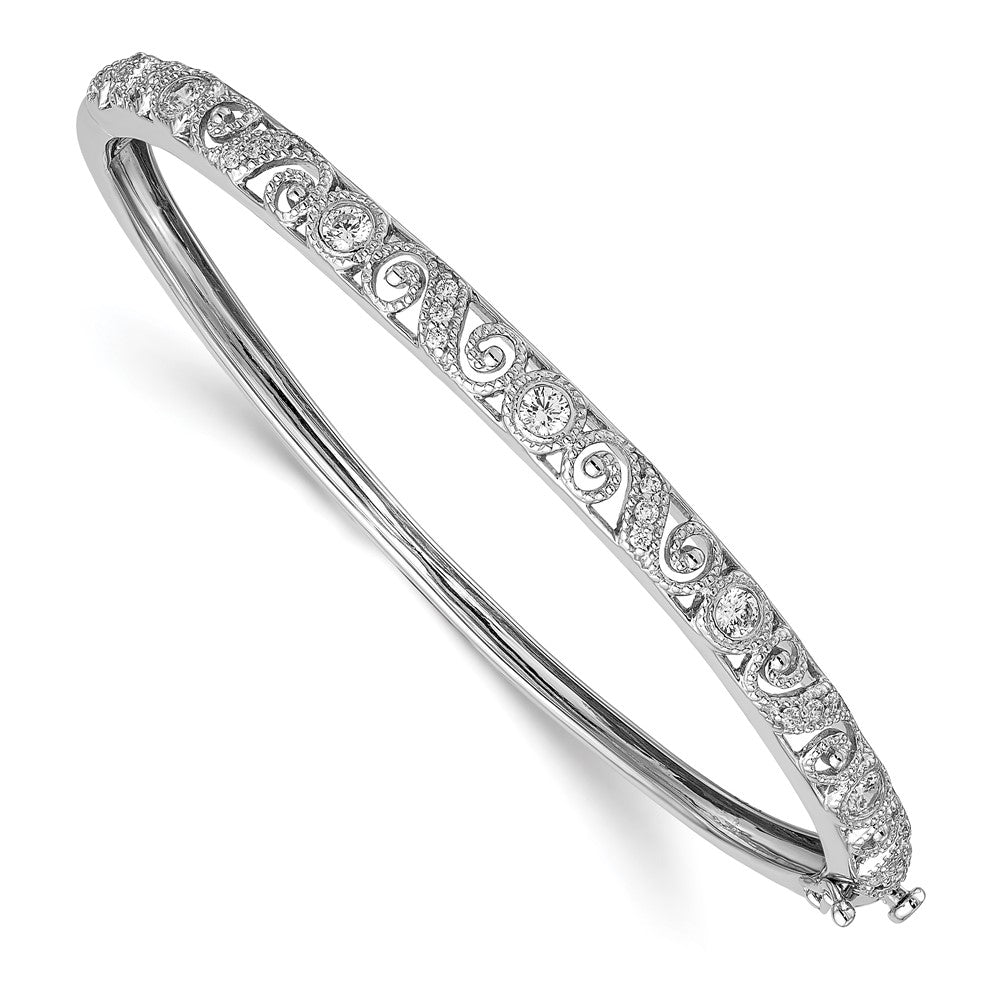 14K Weißgold Wirbel Design Komplett 3/4 Karat Aa Diamant Klappbar Oval Armreif Armband