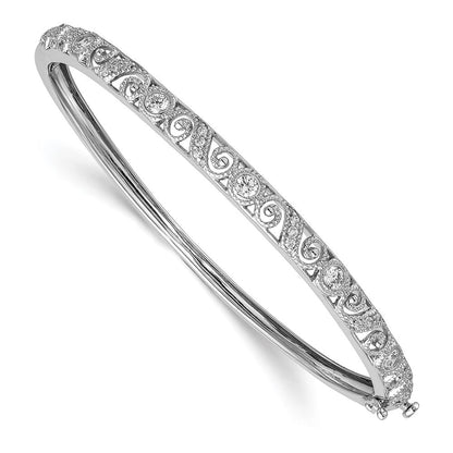 14K Weißgold Wirbel Design Komplett 3/4 Karat Aa Diamant Klappbar Oval Armreif Armband