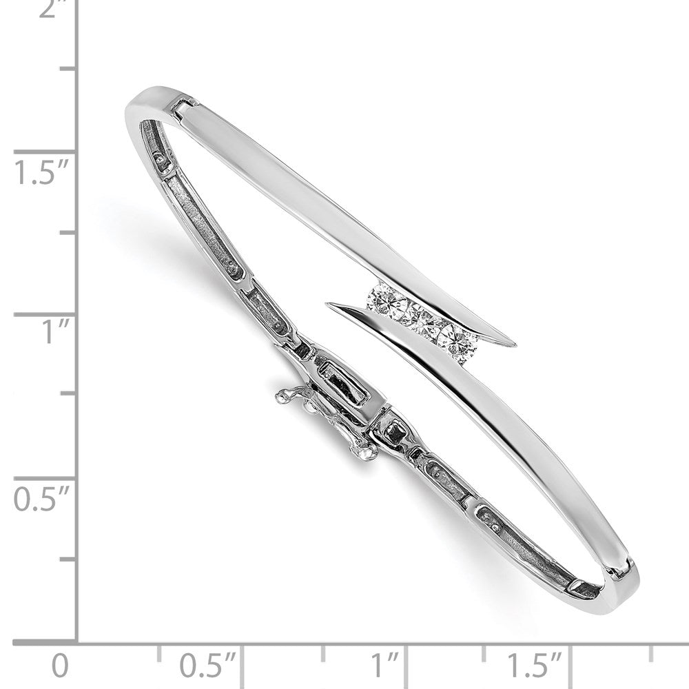 14K Weißgold Komplett 3 Stein 1/4 Karat Aa Diamant Klappbar Armreif Armband