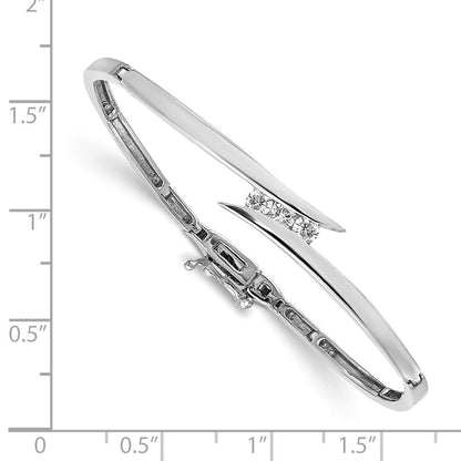 14K Weißgold Komplett 3 Stein 1/4 Karat Aaa Diamant Klappbar Armreif Armband