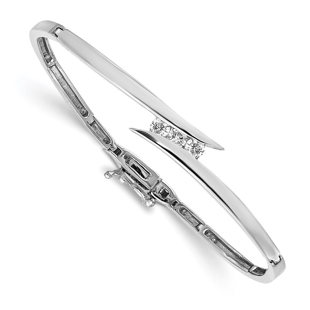 14K Weißgold Komplett 3 Stein 1/4 Karat Aa Diamant Klappbar Armreif Armband