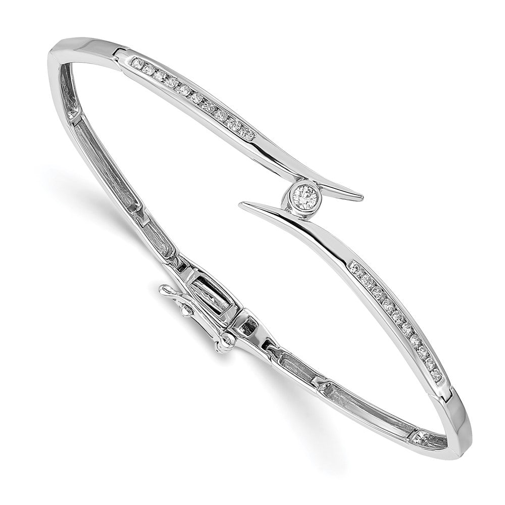 14K Weißgold Komplett 1/4 Karat A Diamant Klappbar Oval Armreif Armband